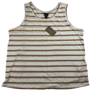 NWT Patagonia Mainstay Tank Top White Tan Striped Hiking Outdoors Womens Sz XL